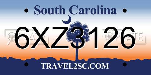 6XZ3126 South Carolina License Plate