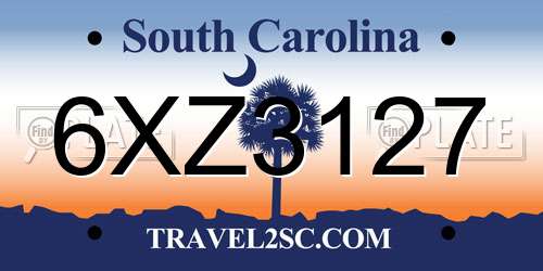 6XZ3127 South Carolina License Plate
