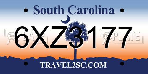 6XZ3177 South Carolina License Plate