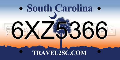 6XZ5366 South Carolina License Plate