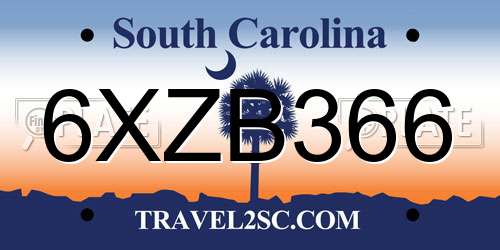 6XZB366 South Carolina License Plate