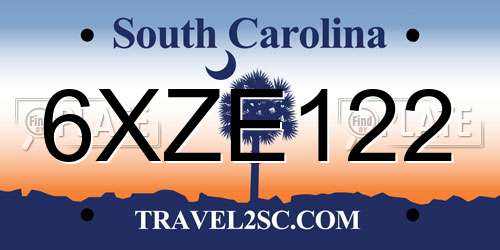6XZE122 South Carolina License Plate