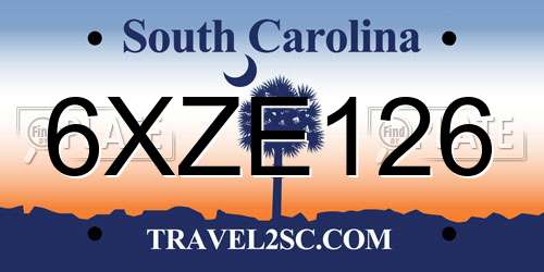 6XZE126 South Carolina License Plate