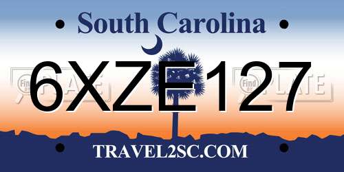 6XZE127 South Carolina License Plate