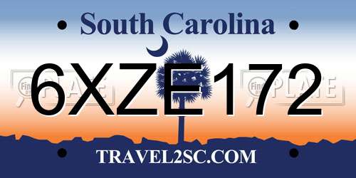 6XZE172 South Carolina License Plate