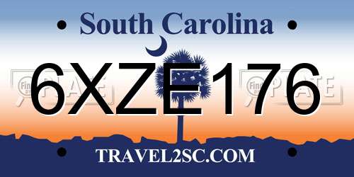 6XZE176 South Carolina License Plate