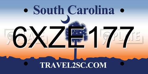 6XZE177 South Carolina License Plate
