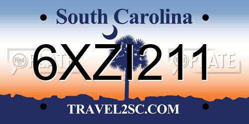 6XZI211 South Carolina License Plate
