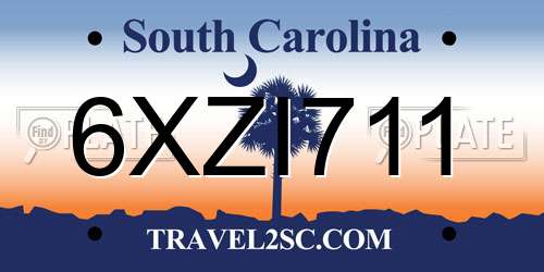 6XZI711 South Carolina License Plate