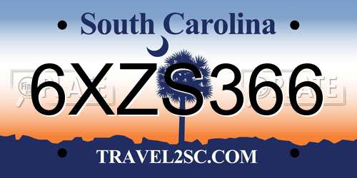 6XZS366 South Carolina License Plate