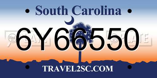 6Y66550 South Carolina License Plate