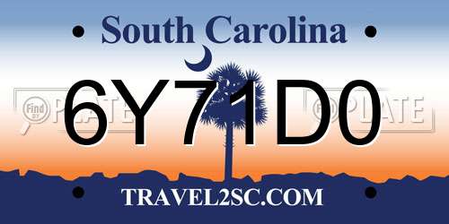 6Y71D0 South Carolina License Plate