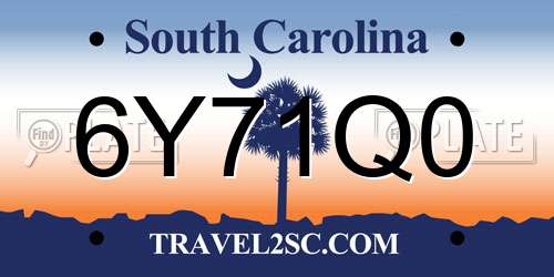 6Y71Q0 South Carolina License Plate