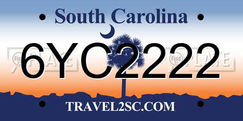 6YC2222 South Carolina License Plate