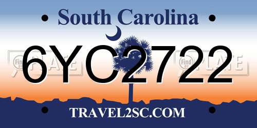 6YC2722 South Carolina License Plate