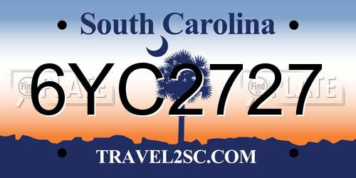 6YC2727 South Carolina License Plate