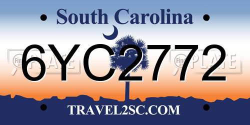 6YC2772 South Carolina License Plate