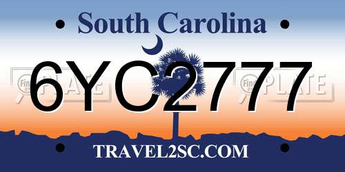 6YC2777 South Carolina License Plate