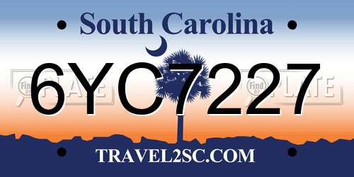 6YC7227 South Carolina License Plate