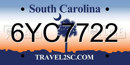 6YC7722 South Carolina License Plate