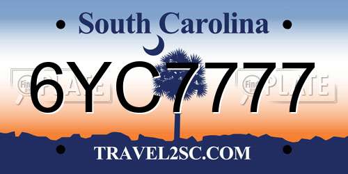 6YC7777 South Carolina License Plate