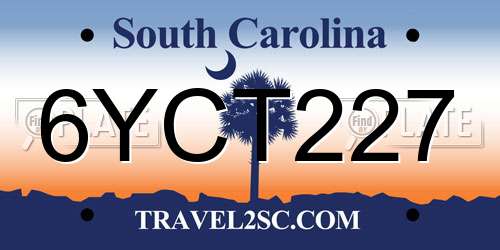6YCT227 South Carolina License Plate
