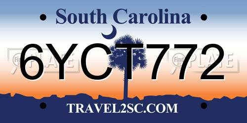 6YCT772 South Carolina License Plate