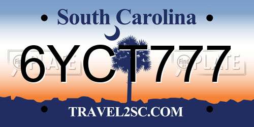 6YCT777 South Carolina License Plate