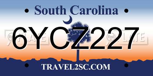 6YCZ227 South Carolina License Plate