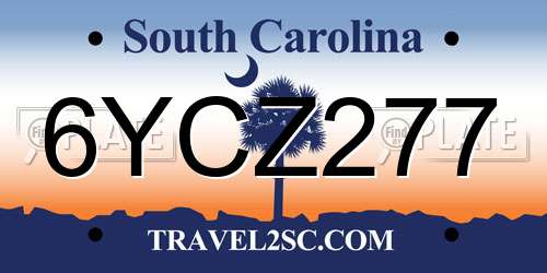 6YCZ277 South Carolina License Plate
