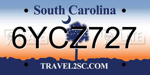6YCZ727 South Carolina License Plate