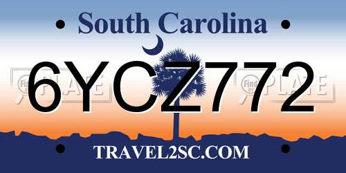 6YCZ772 South Carolina License Plate