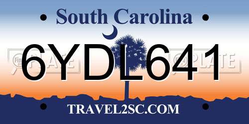 6YDL641 South Carolina License Plate