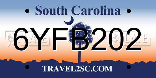 6YFB202 South Carolina License Plate