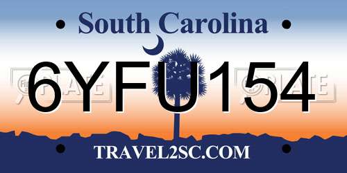 6YFU154 South Carolina License Plate
