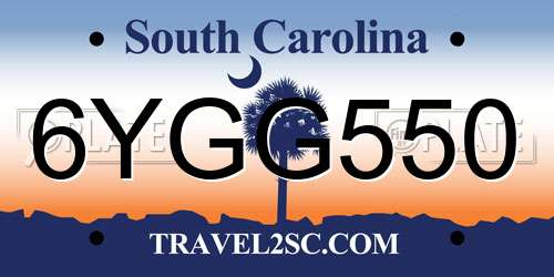 6YGG550 South Carolina License Plate
