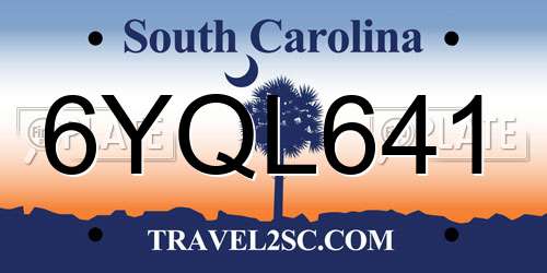 6YQL641 South Carolina License Plate