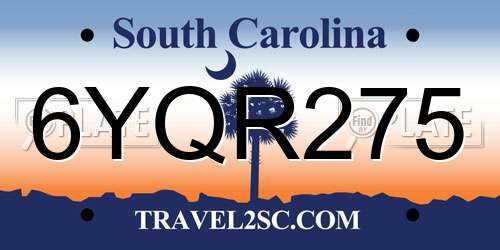 6YQR275 South Carolina License Plate