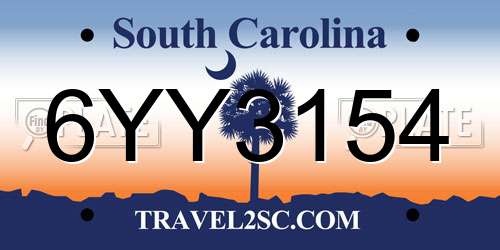6YY3154 South Carolina License Plate