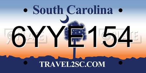 6YYE154 South Carolina License Plate