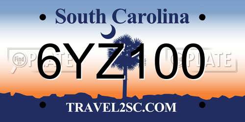 6YZ100 South Carolina License Plate