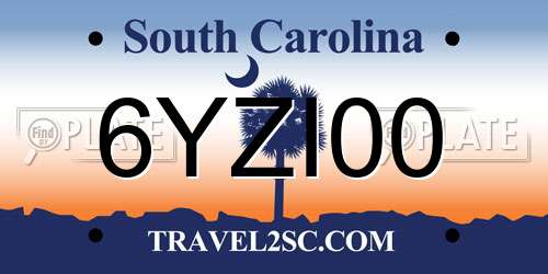 6YZI00 South Carolina License Plate