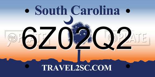 6Z02Q2 South Carolina License Plate