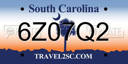 6Z07Q2 South Carolina License Plate