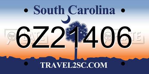 6Z21406 South Carolina License Plate