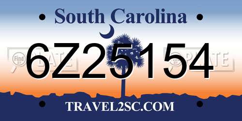 6Z25154 South Carolina License Plate