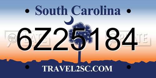 6Z25184 South Carolina License Plate