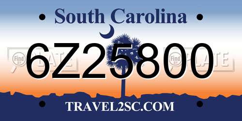 6Z25800 South Carolina License Plate