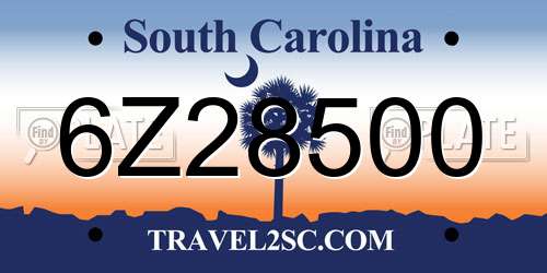6Z28500 South Carolina License Plate