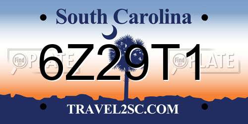 6Z29T1 South Carolina License Plate